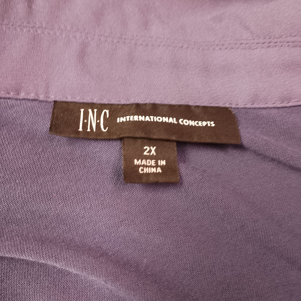 INC International Concepts Blue 3/4 Sleeve Tie Front Blouse - Picture 5 of 7